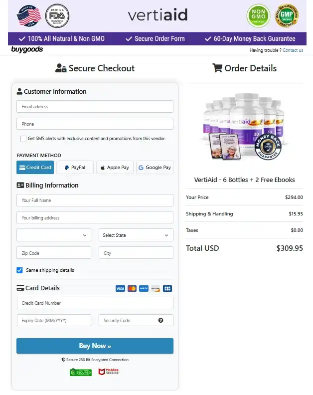 VertiAid VertiAid Order Page